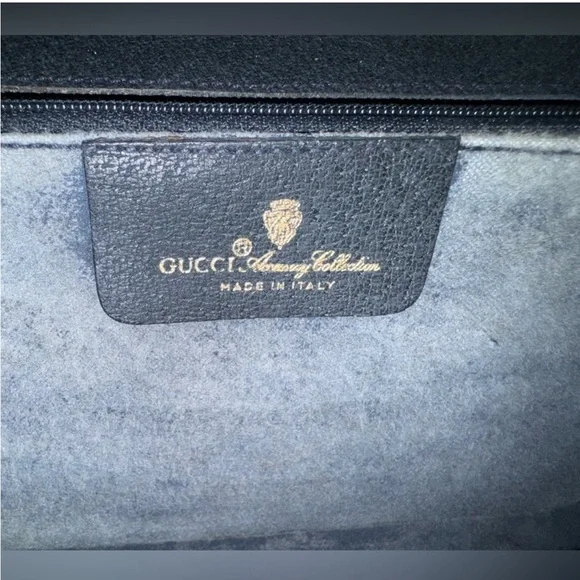 GUCCI GG Canvas Shoulder Bag PVC Leather Gray Navy - Picture 5 of 11